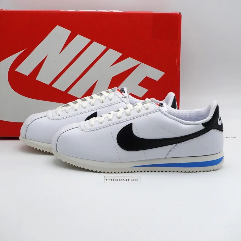NEW Men's Nike Cortez Leather Sneakers DM4044-100 White/Black